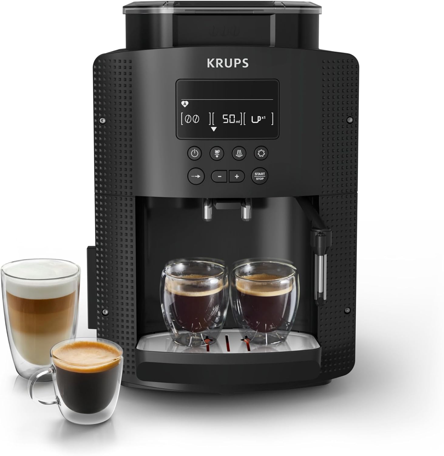 KRUPS - Machine à café grain Essential Compacte - Interface LCD - 15 bars