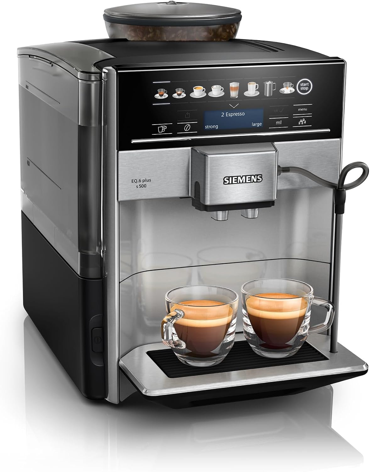 Siemens, machine à café automatique, système de lait, 12 boissons, nettoyage automatique du système de lait, broyeur en