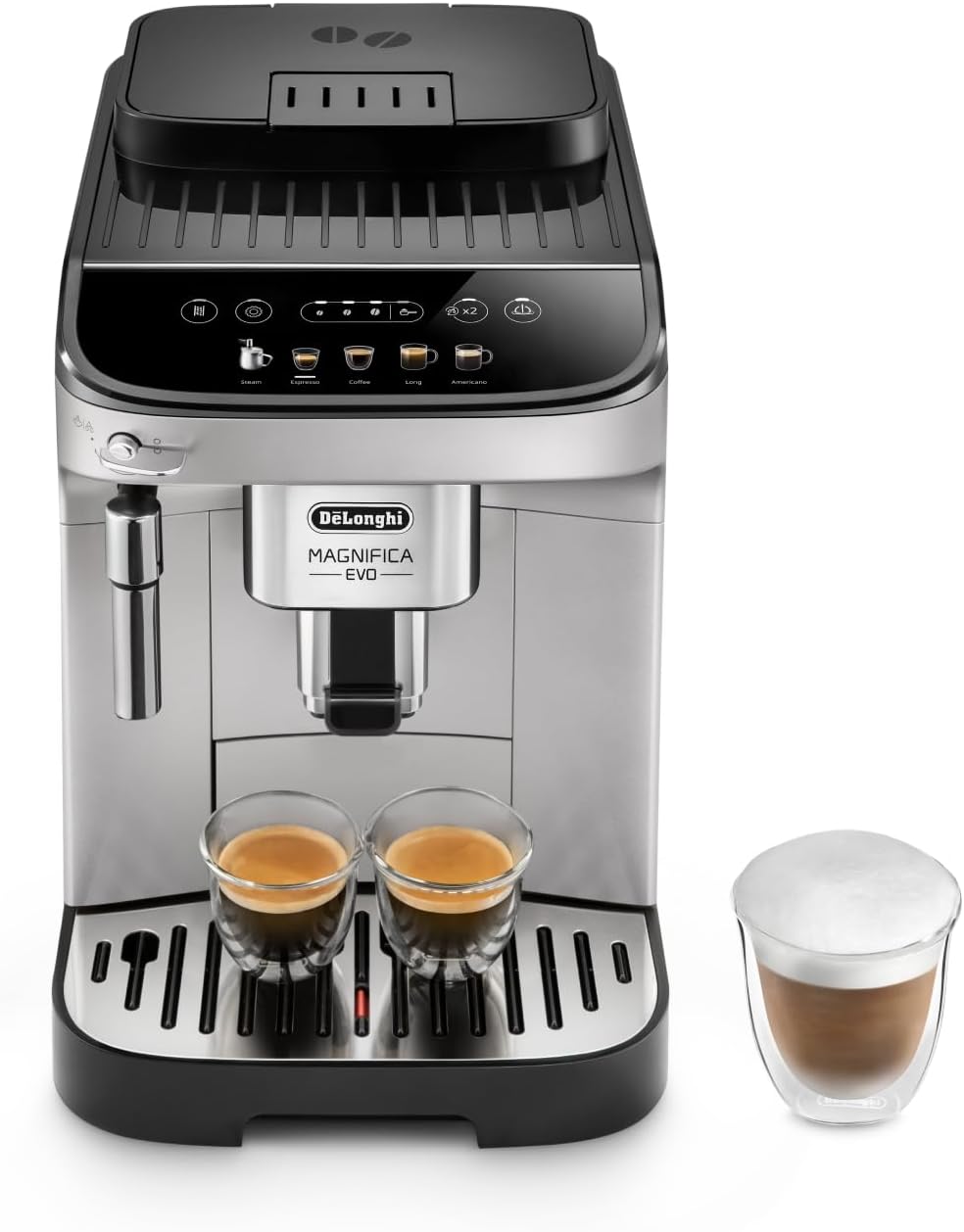 De'Longhi Magnifica Evo - Machine à Café Automatique 5 Boissons Argent