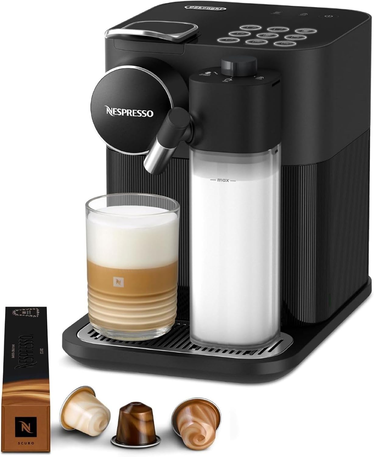 Nespresso De'Longhi Gran Lattissima Noir- Machine à café & Kit de bienvenue