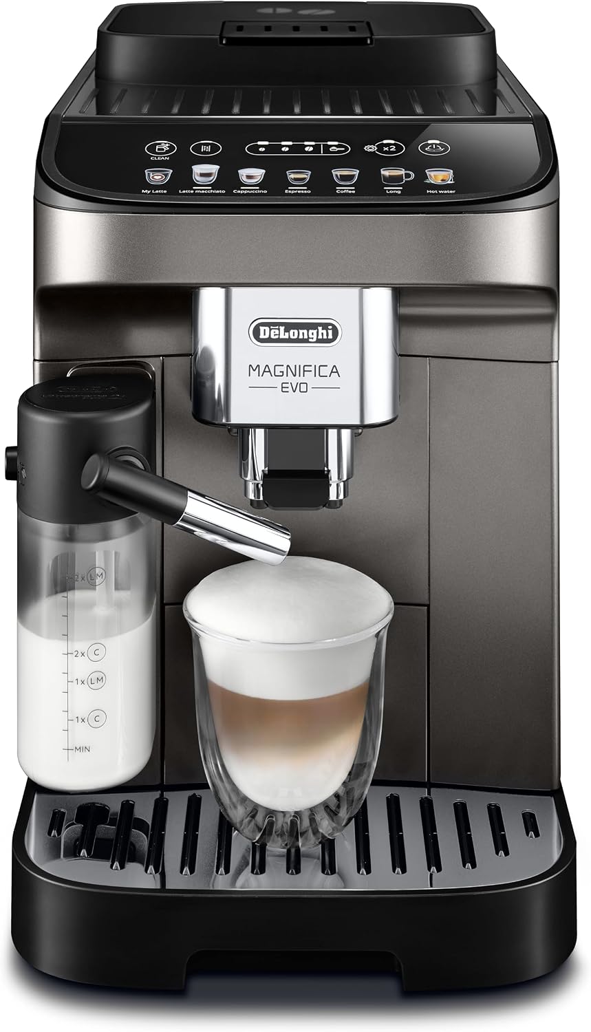 De'Longhi Magnifica Evo - Machine à Café Automatique 7 Boissons Argent Noir