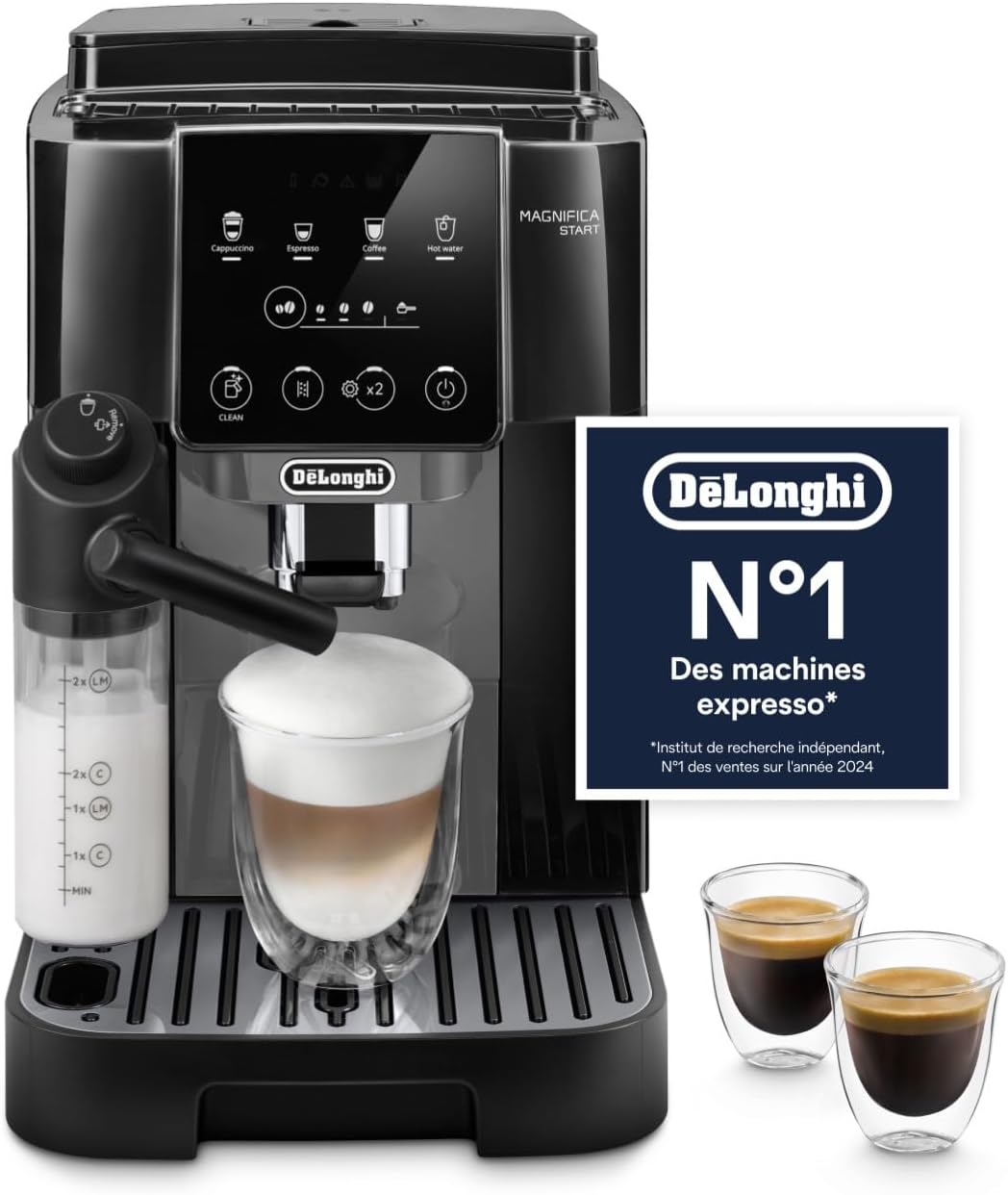 De'Longhi Magnifica Start - Machine à Café Automatique 4 Boissons Noir Gris