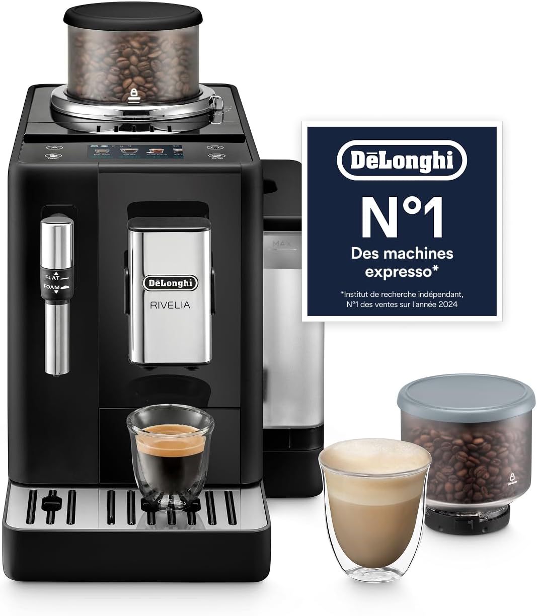 De'Longhi Rivelia - Machine à Café Automatique 8 Boissons Noir