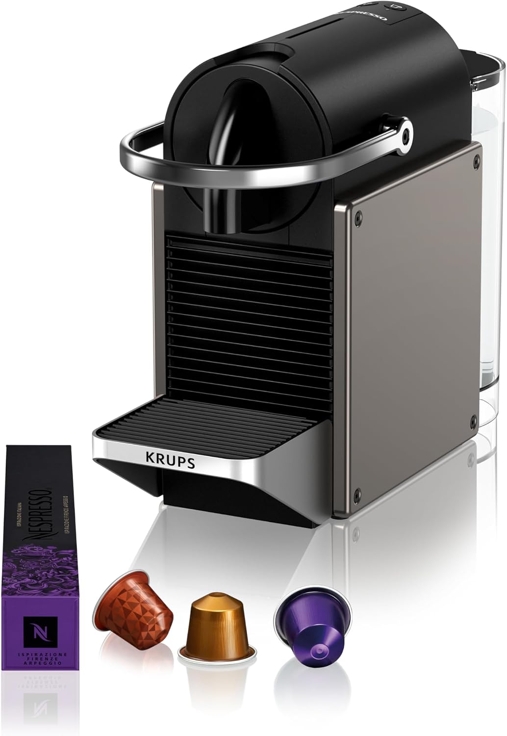KRUPS Nespresso Pixie Titane - Machine à café Compacte & Kit de bienvenue