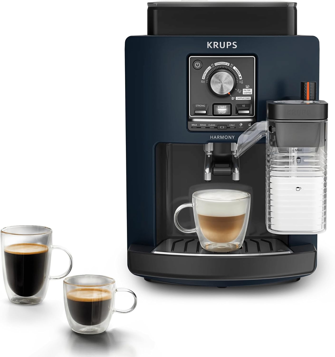 Krups - Harmony Lait - Machine Espresso Automatique - Bleu Nuit - 15 bars