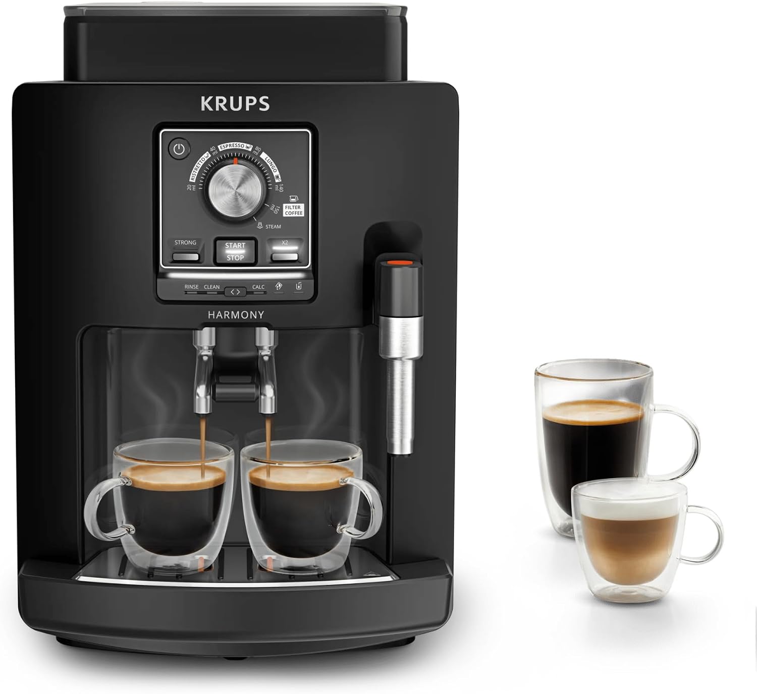 KRUPS - Harmony - Machine Espresso Automatique Noire - 4 recettes - 15 bars
